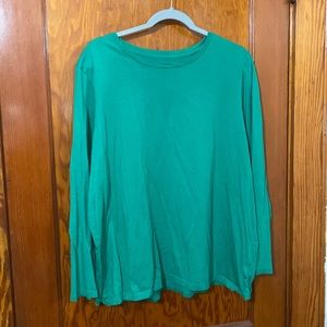 Womens 2X green long sleeved top.  Lands’ End. Good used condition.